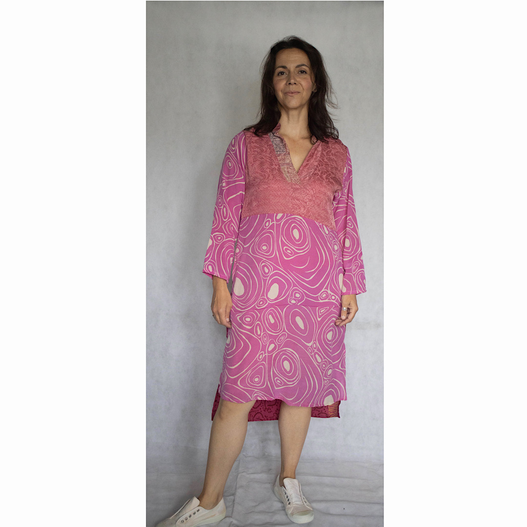 Cofur Sari Silk Shirt Dress Pink – Raine Design